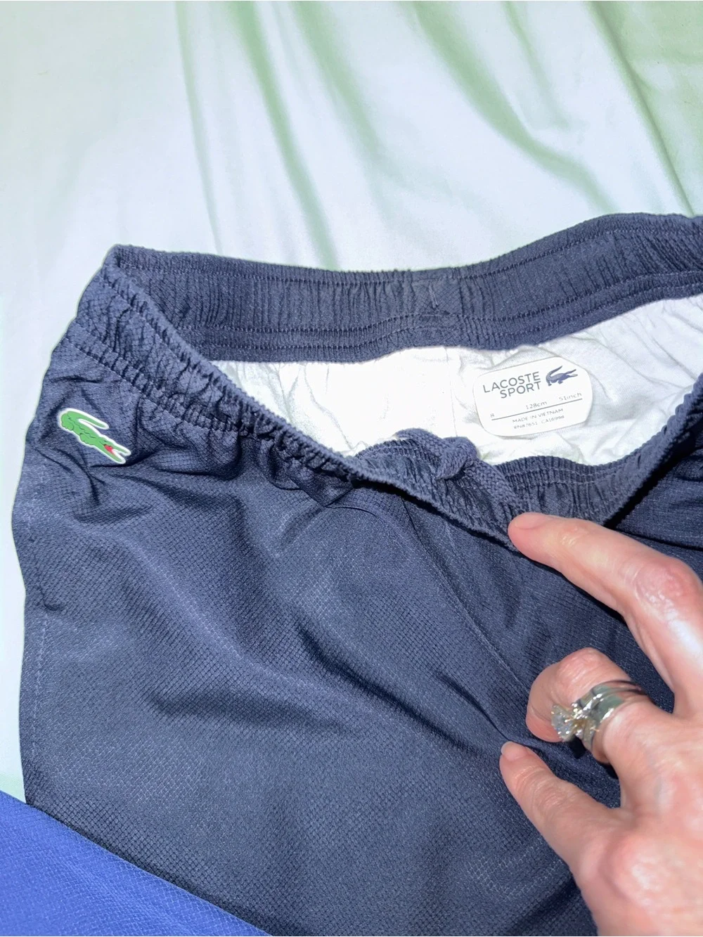 Lacoste Kids Navy and Blue Two-Tone Hooded joggers size 8 (small) big boys